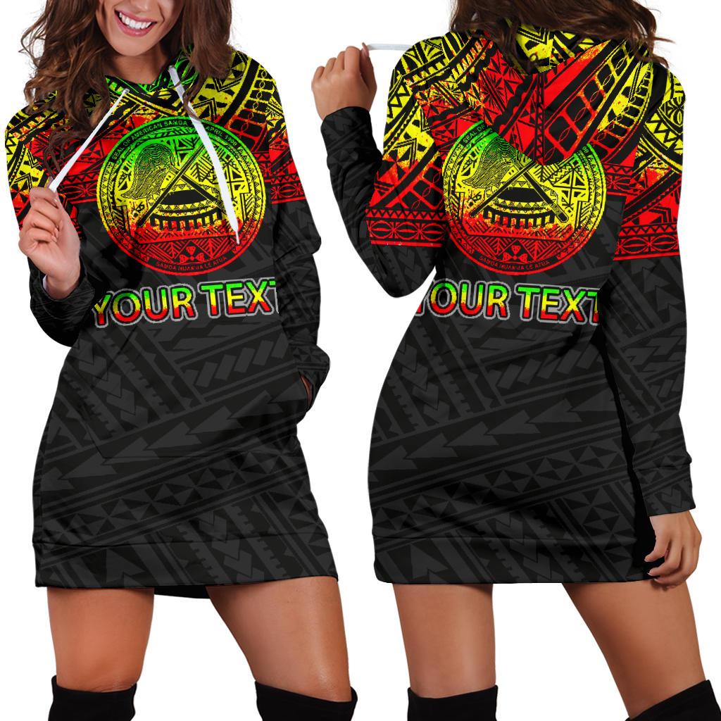 American Samoa Custom Personalised Hoodie Dress - Polynesian Reggae Black - Polynesian Pride