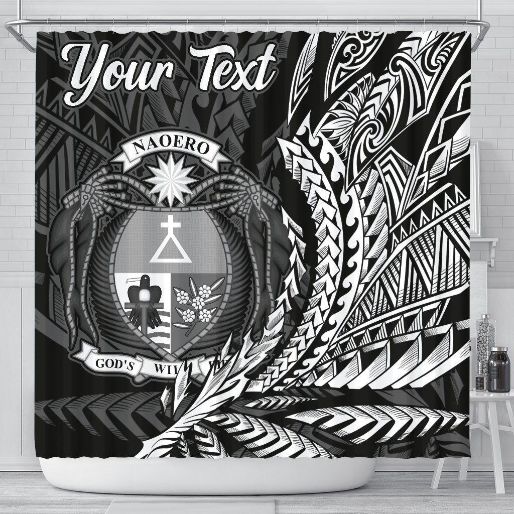 Nauru Shower Curtains - Custom Personalised Wings Style 177 x 172 (cm) Black - Polynesian Pride