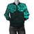 New Zealand Women's Bomber Jacket, Maori Polynesian Tattoo Turquoise Turquoise - Polynesian Pride