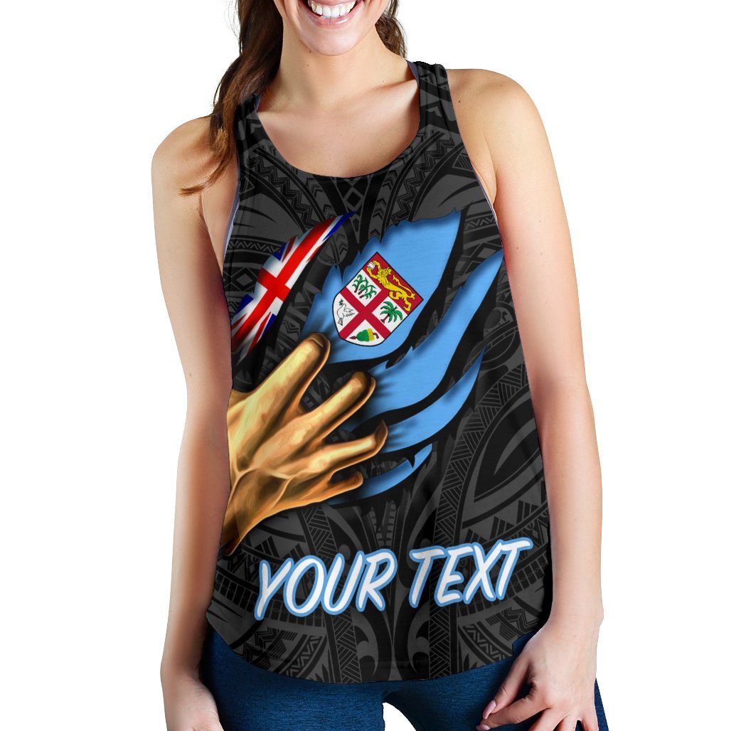 Fiji Personalised Women's Racerback Tank - Fiji In Me (Black) - Polynesian Pride