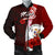 Niue Polynesian Men's Bomber Jacket - Coat Of Arm With Hibiscus Red - Polynesian Pride