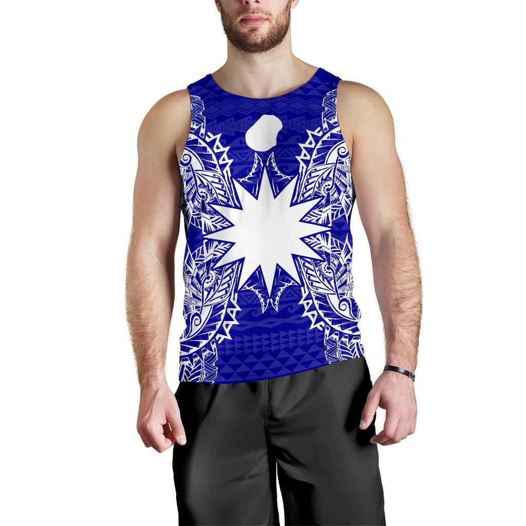 Nauru Polynesian Men Tank Top Map Blue Blue - Polynesian Pride