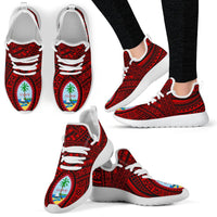 Guam Polynesian Tattoo Mesh Knit Sneakers Red - Polynesian Pride