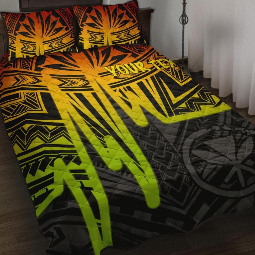 Hawaii Personalised Quilt Bed Sets - Kanaka Maoli With Polynesian Pattern In Heartbeat Style (Reggae) Art - Polynesian Pride