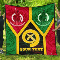 Polynesian Vanuatu Custom Personalised Premium Quilt - Vanuatu Flag and Coat Of Arms - Polynesian Pride