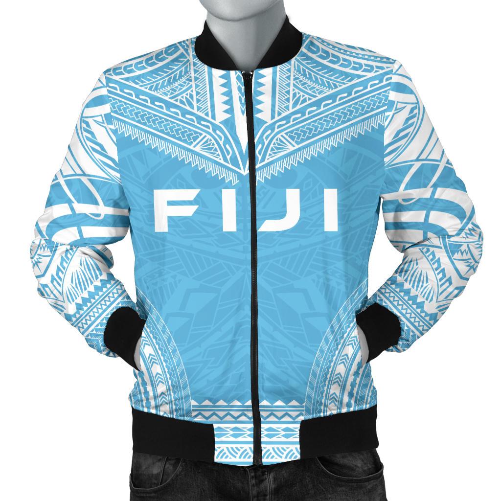 Fiji Flag Polynesian Chief Men's Bomber Jacket Blue - Polynesian Pride