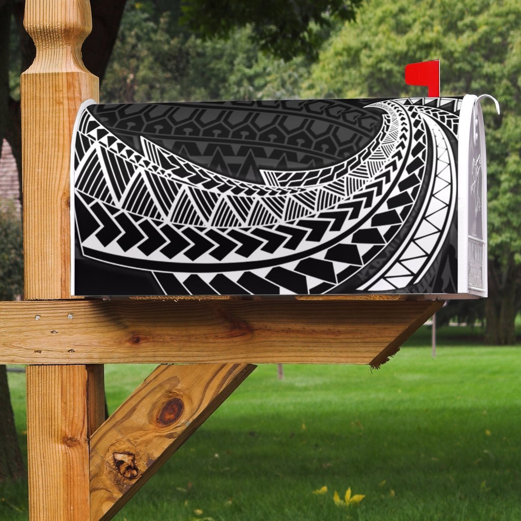 Northern Mariana Islands Mailbox Cover - Tropical Flowers Style Mailbox Cover - Northern Mariana Islands Black - Polynesian Pride