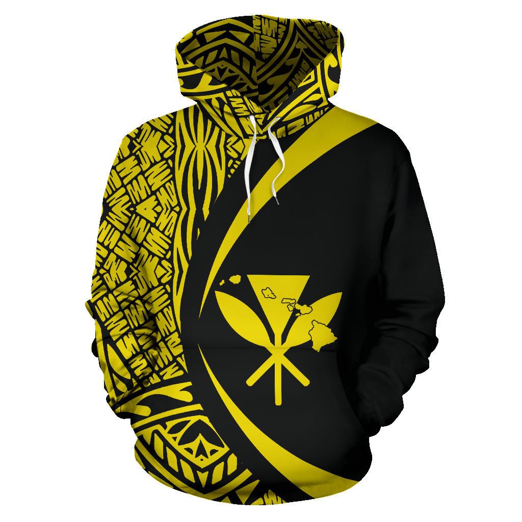 Kanaka Hawaii Map Yellow Polynesian Hoodie Circle Style 02 - Polynesian Pride