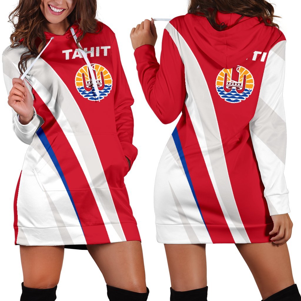 Tahiti Hoodie Dress - Tahiti Flag Red K5 - Polynesian Pride