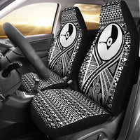 Yap Car Seat Cover - Yap Flag Polynesian Tattoo Black Universal Fit Black - Polynesian Pride