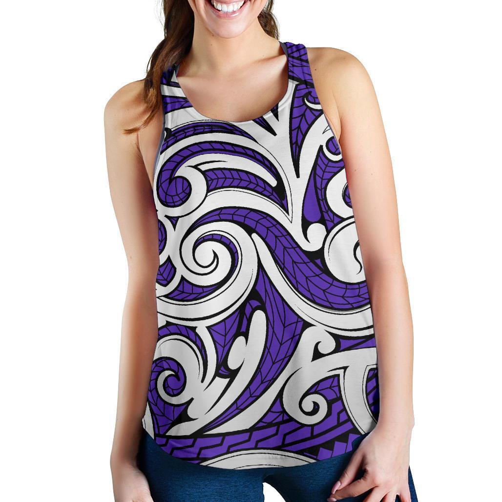 Polynesian Maori Ethnic Ornament Violet Women's Racerback Tank Top Purple - Polynesian Pride