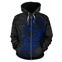 Polynesian Suffer Kanaka Warrior Hawaii Zip Hoodie Blue - Polynesian Pride