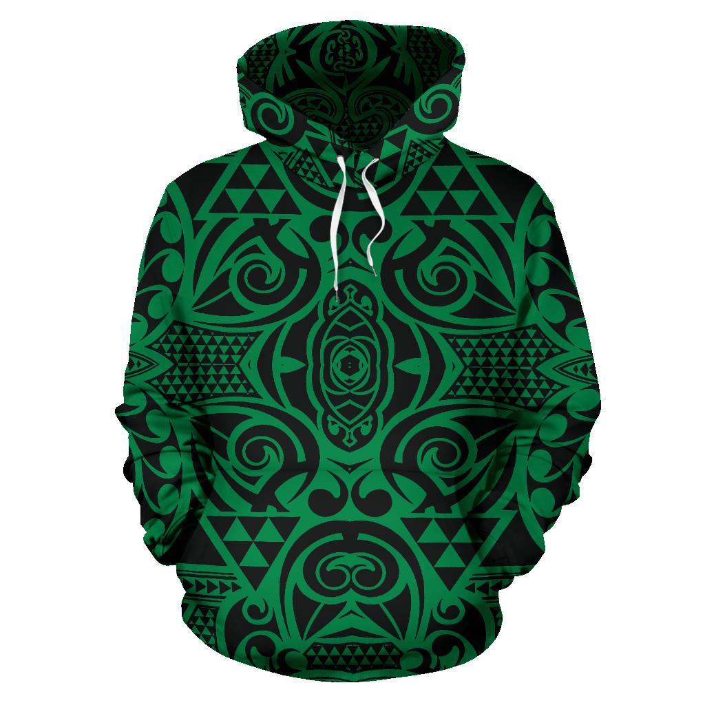 Hawaii Hoodie Polynesian Kakau Turtle Green Pullover Unisex Art - Polynesian Pride