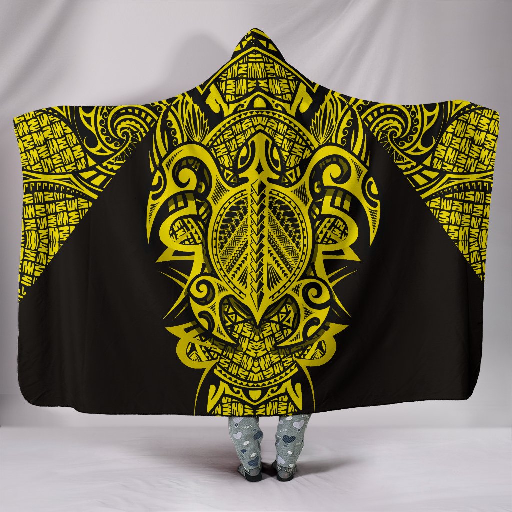 Hawaii Turtle Polynesian Hooded Blanket - Yellow - Armor Style Hooded Blanket Yellow - Polynesian Pride