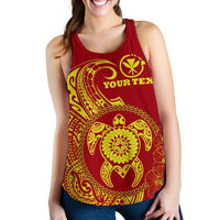 Hawaii Polynesian Personalised Women's Racerback Tank - Vintage Polynesian Turtle (Red) - Polynesian Pride
