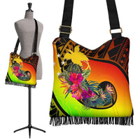Papua New Guinea Boho Handbag - Polynesian Hook And Hibiscus (Raggae) - Polynesian Pride