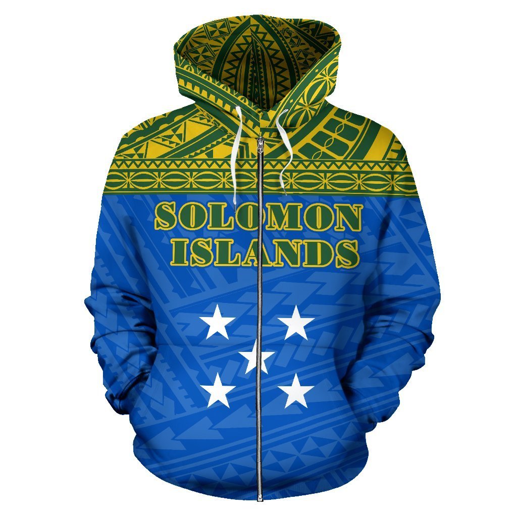 Solomon Islands All Over Zip up Hoodie Polynesian Hoodie Style - Polynesian Pride