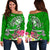 Guam Custom Personalised Women's Off Shoulder Sweater - Turtle Plumeria (Green) Green - Polynesian Pride