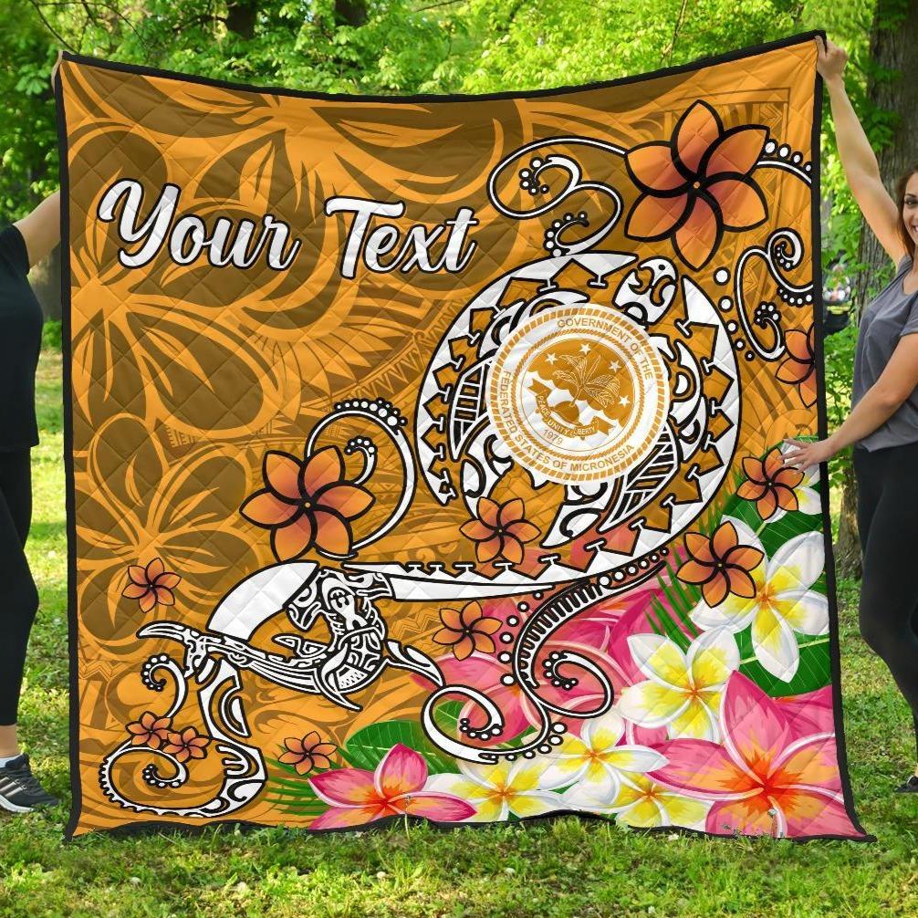 FSM Custom Personalised Premium Quilt - Turtle Plumeria (Gold) Gold - Polynesian Pride