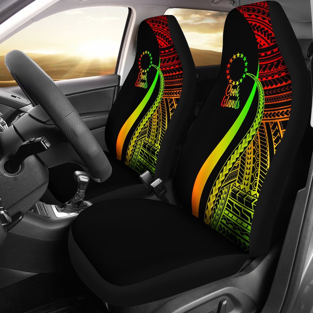 Cook Islands Car Seat Covers - Reggae Polynesian Tentacle Tribal Pattern Universal Fit Reggae - Polynesian Pride