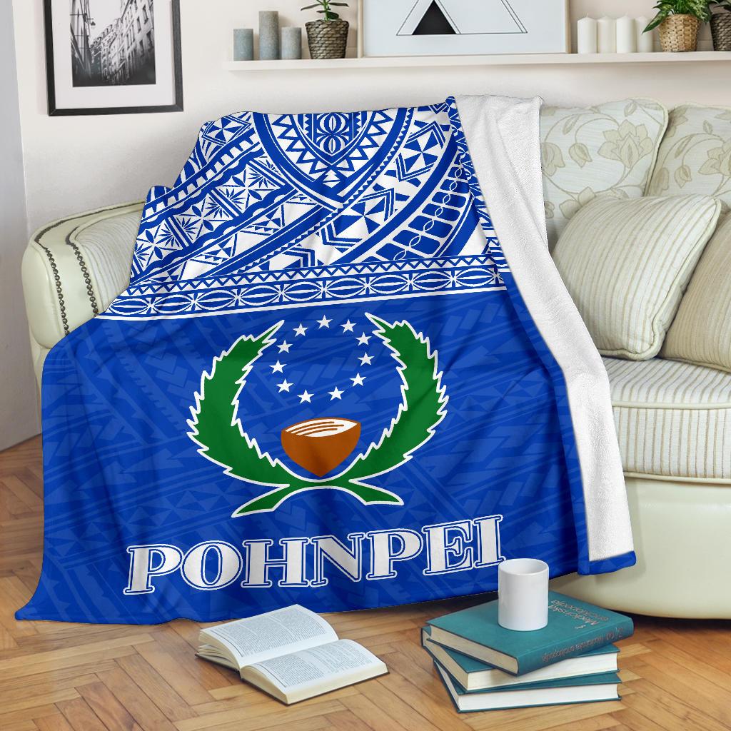 Pohnpei Premium Blanket - Micronesian Blue Version White - Polynesian Pride
