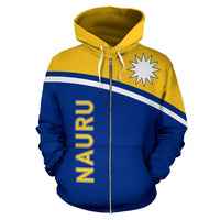 Nauru All Over Zip up Hoodie Polynesian Curve Version - Polynesian Pride