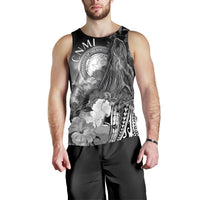 CNMI Men's Tank Top - Humpback Whale with Tropical Flowers (White) - Polynesian Pride