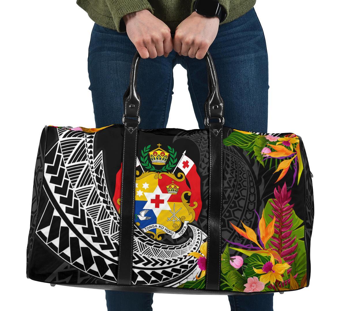 Tonga Travel Bag - Seal Spiral Polynesian Patterns Travel Bag - Black - Tonga One size Black - Polynesian Pride