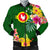 American Samoa Men's Bomber Jacket - Manu'atele Hibiscus Flag Green - Polynesian Pride