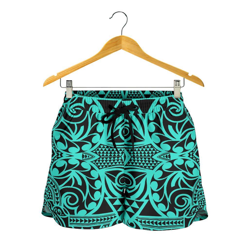 Polynesian Kakau Turtle Turquoise Women's Short - Polynesian Pride