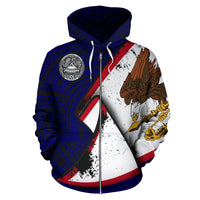American Samoa Zipper Hoodie American Samoa Seal Flag Grunge Style Special - Polynesian Pride