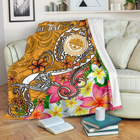 FSM Custom Personalised Premium Blanket - Turtle Plumeria (Gold) - Polynesian Pride
