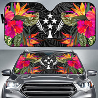 Kosrae Auto Sun Shades - Hibiscus Pattern Auto Sun Shade Universal Fit Black - Polynesian Pride