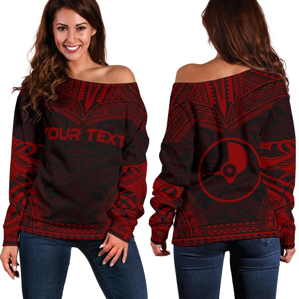 Yap Polynesian Chief Custom Personalised Women's Off Shoulder Sweater - Red Version Red - Polynesian Pride