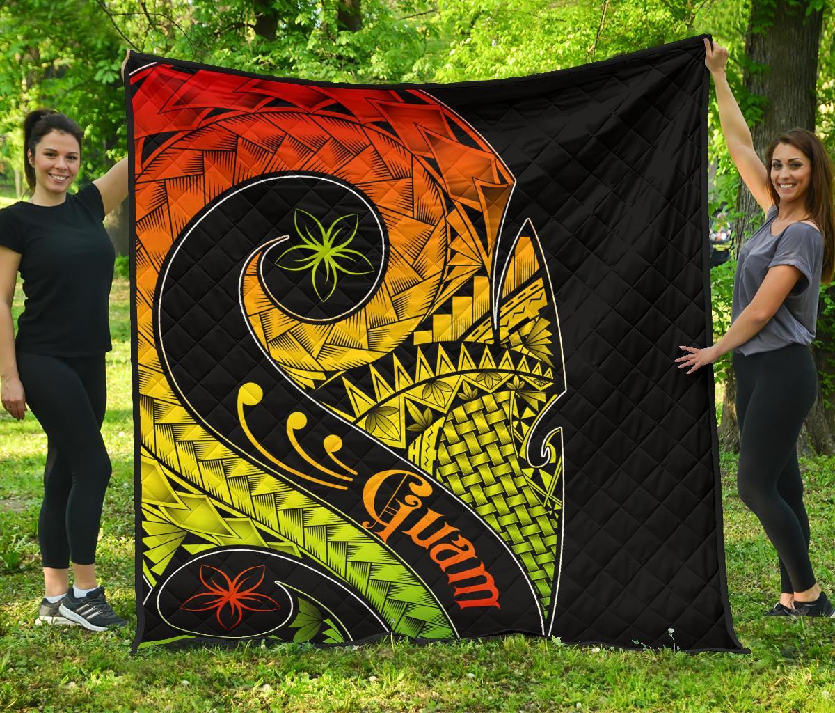 Guam Premium Quilt - Guam Polynesian Decorative Patterns - Polynesian Pride