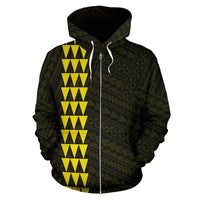 Polynesian Kakau Turtle Map of Hawaii Custom Zip Hoodie Yellow - Polynesian Pride