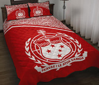 Samoa Quilt Bed Set - Samoa Coat Of Arms Red Curve Version - Polynesian Pride