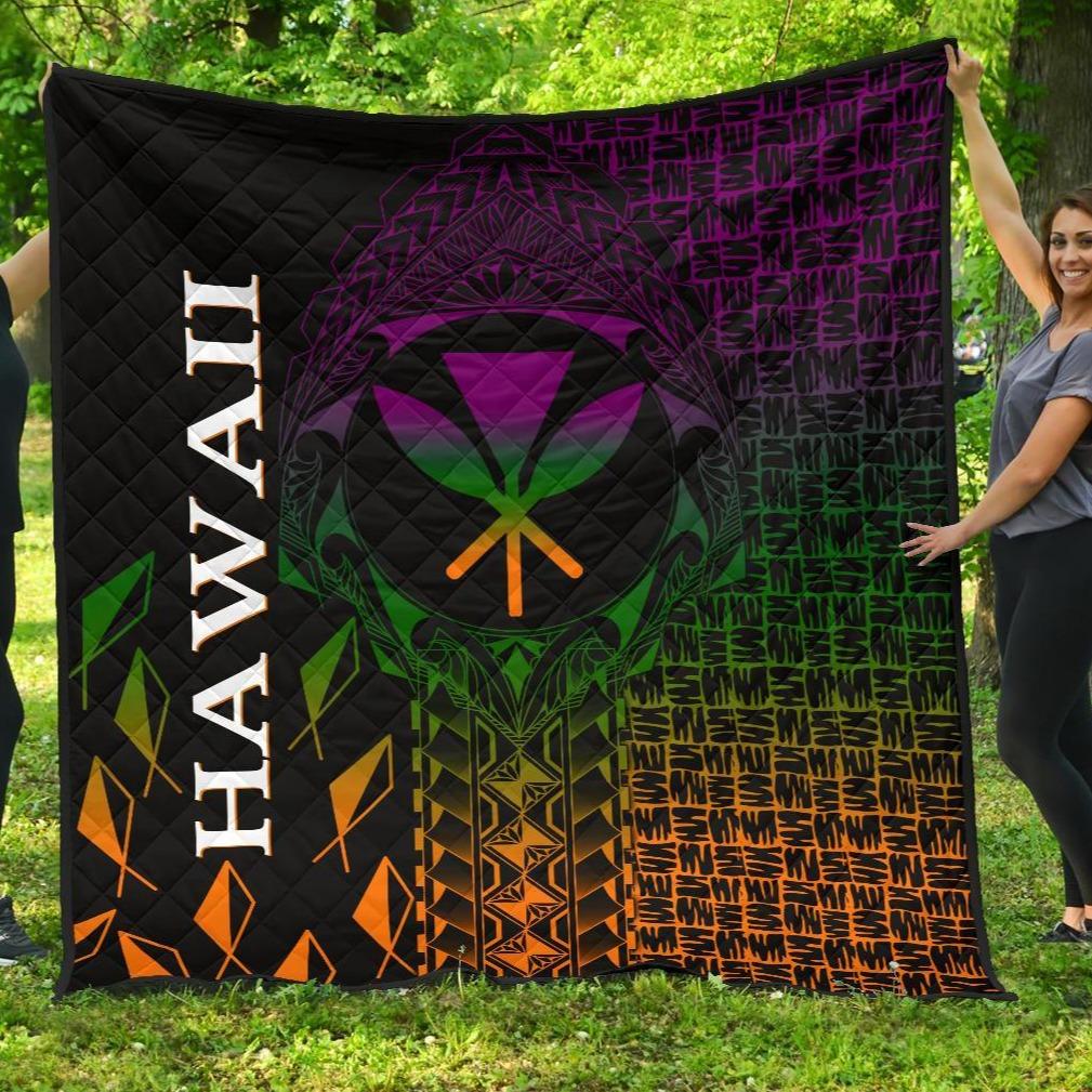 Hawaii Premium Quilt - Kanaka Maoli Rocket Style Black - Polynesian Pride