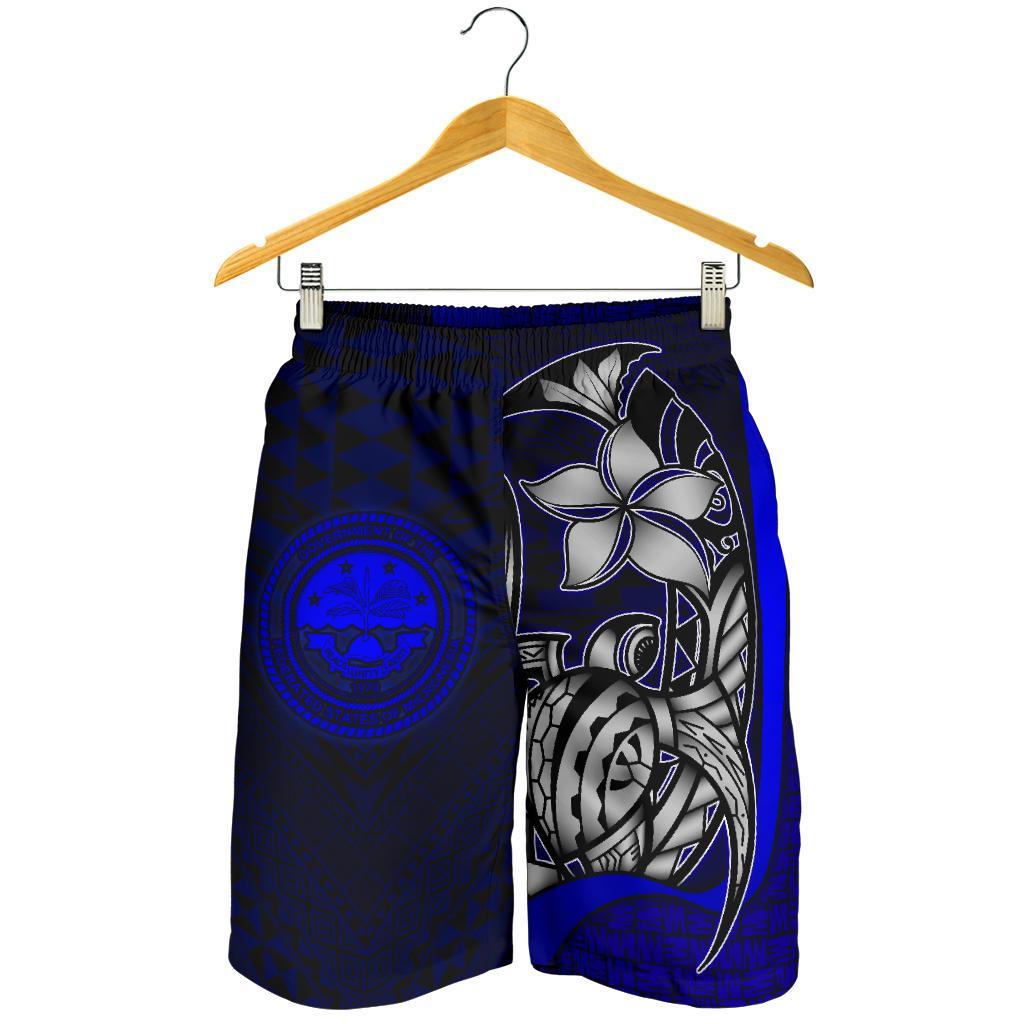 Federated States of Micronesia Men's Shorts Blue - Turtle With Hook - Polynesian Pride