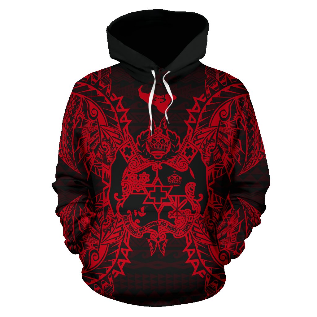 Tonga Polynesian ll Over Hoodie Map Red - Polynesian Pride