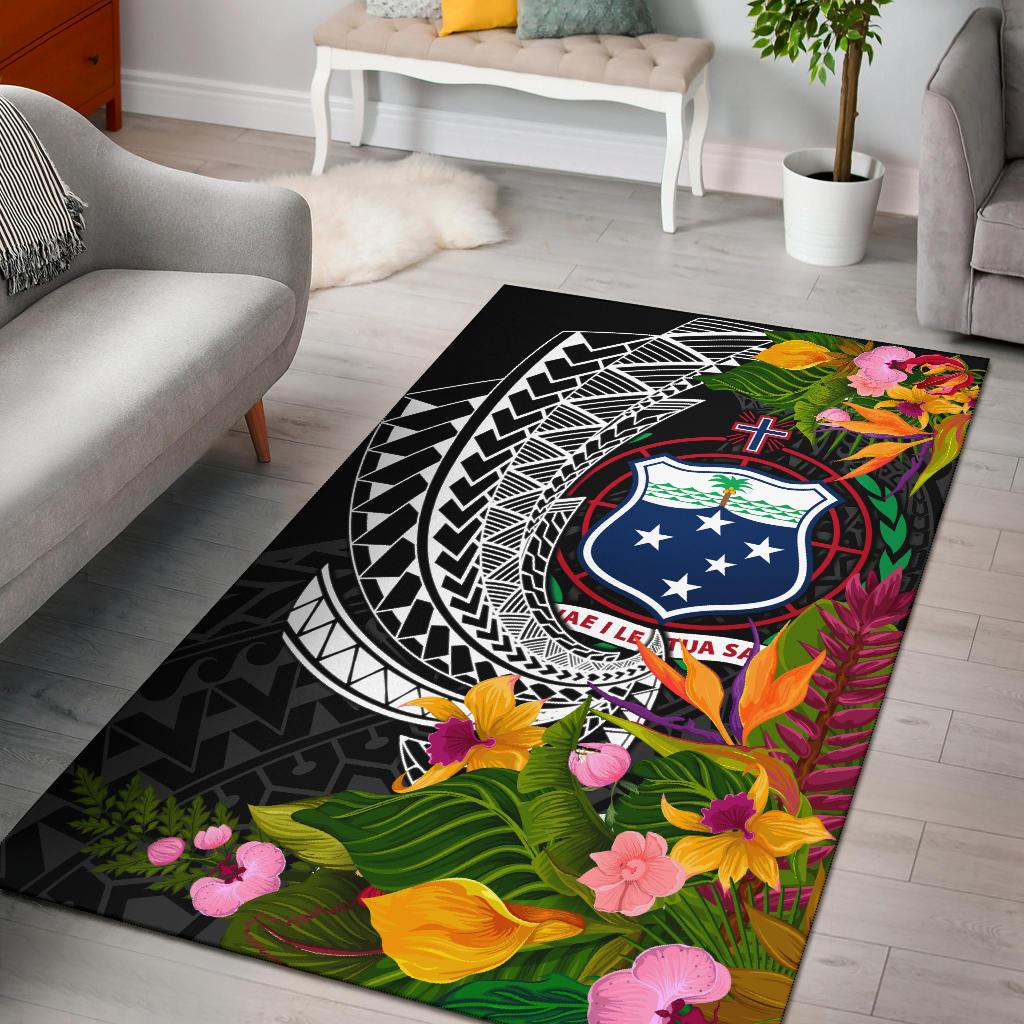 Samoa Area Rug - Seal Spiral Polynesian Patterns Black - Polynesian Pride