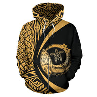 Hawaii Turtle Polynesian Zip up Hoodie Circle Style Gold - Polynesian Pride