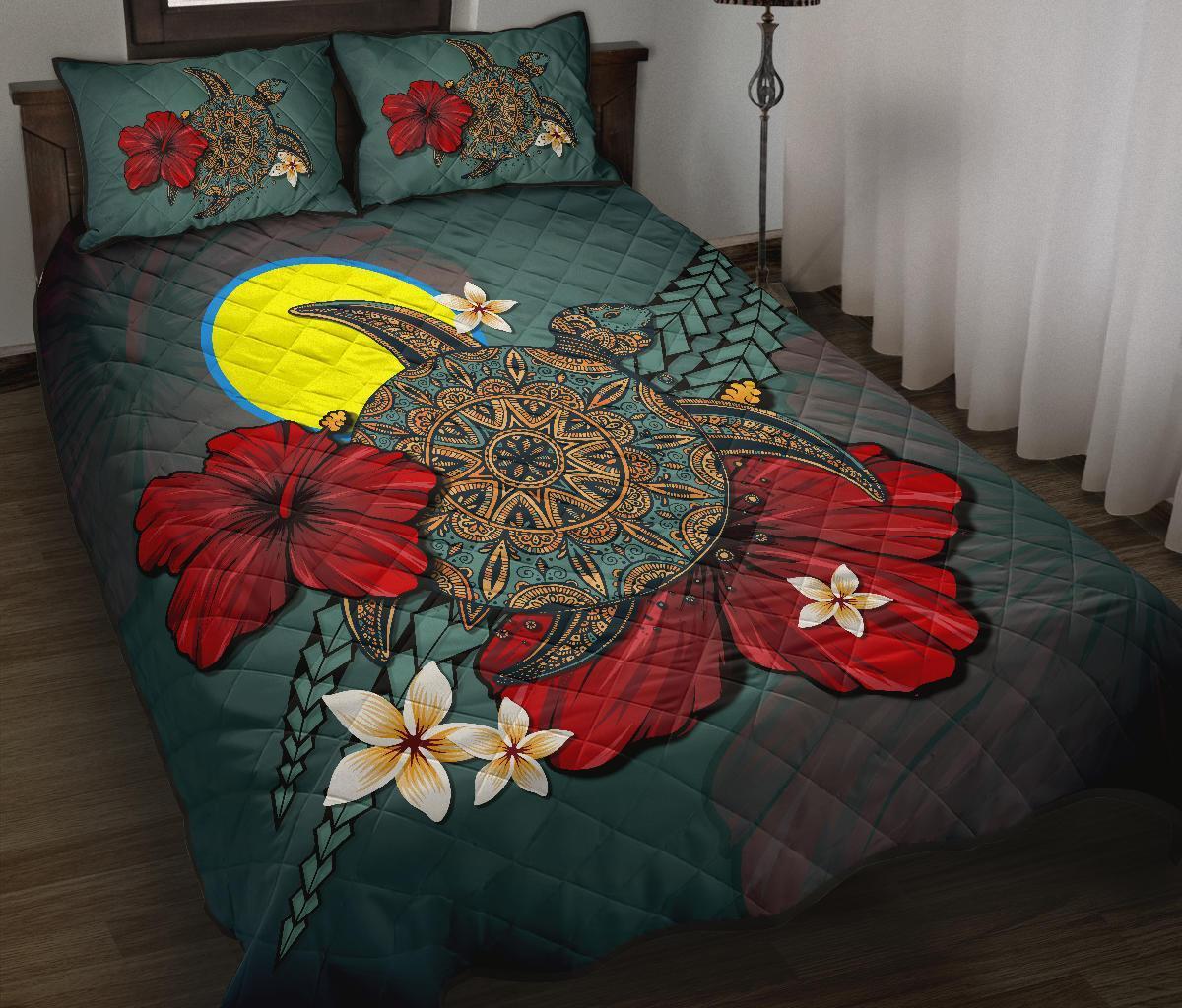 Palau Quilt Bed Set - Blue Turtle Tribal - Polynesian Pride