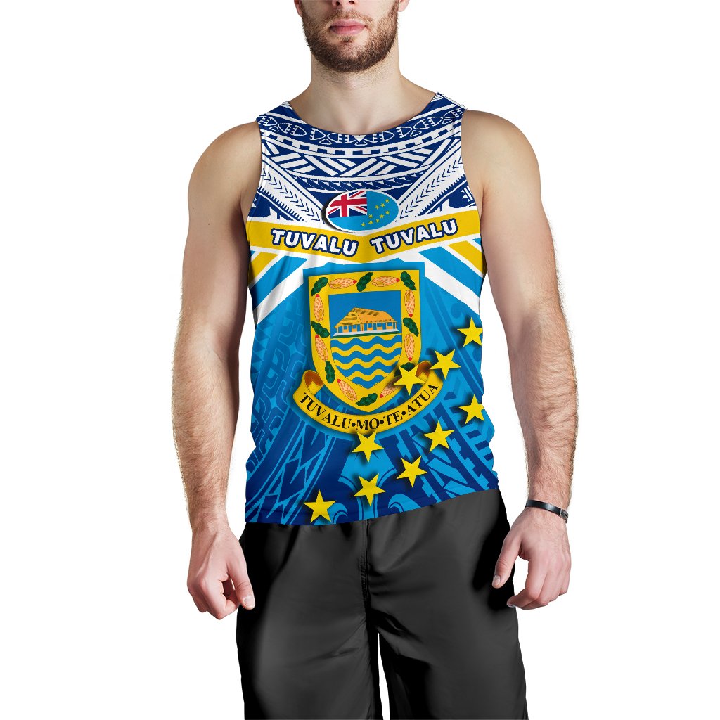 Tuvalu Rugby Men Tank Top Polynesian Flag Blue - Polynesian Pride