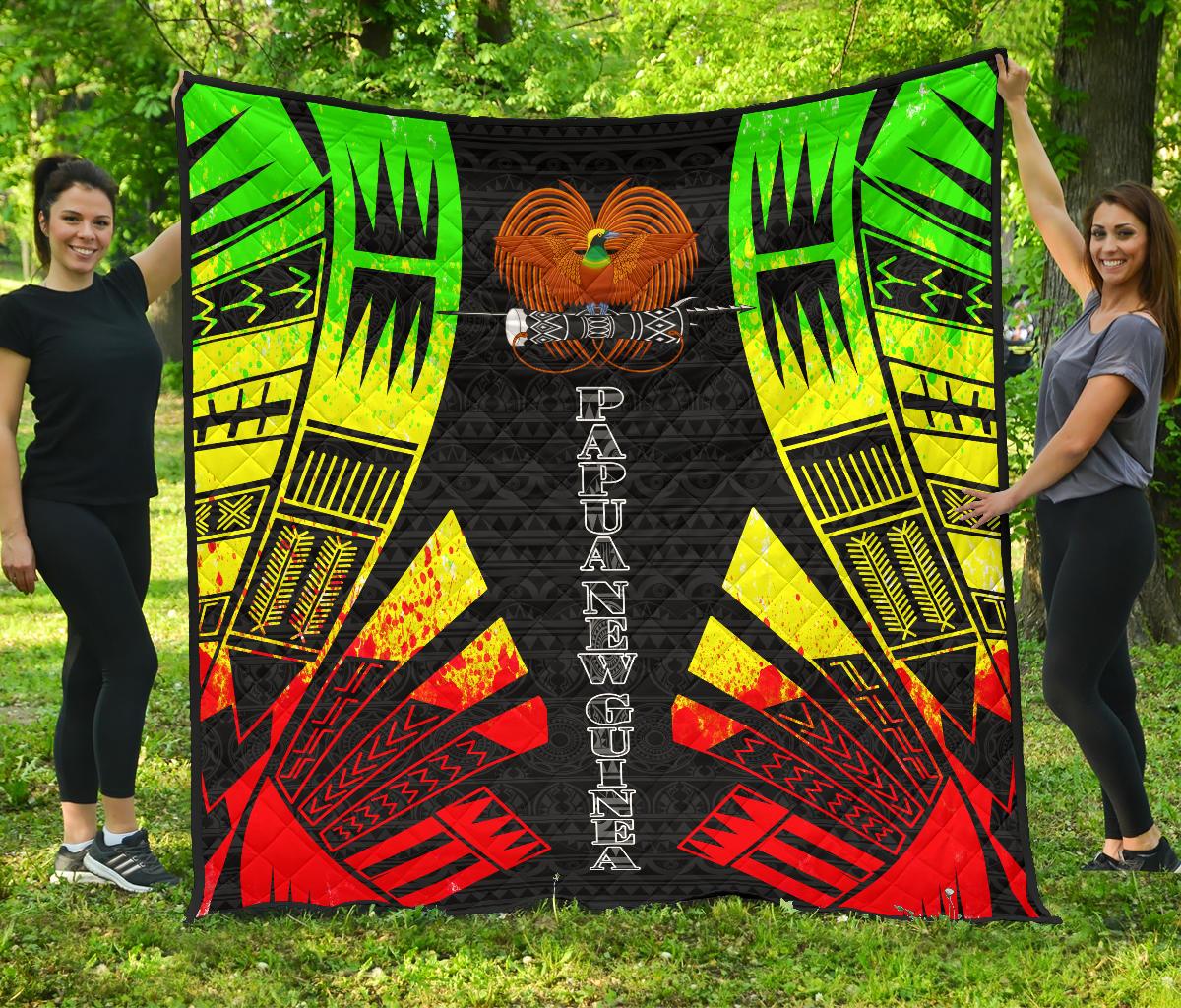 Papua New Guinea Premium Quilt - Papua New Guinea Coat Of Arsms Polynesian Reggae Tattoo - Polynesian Pride