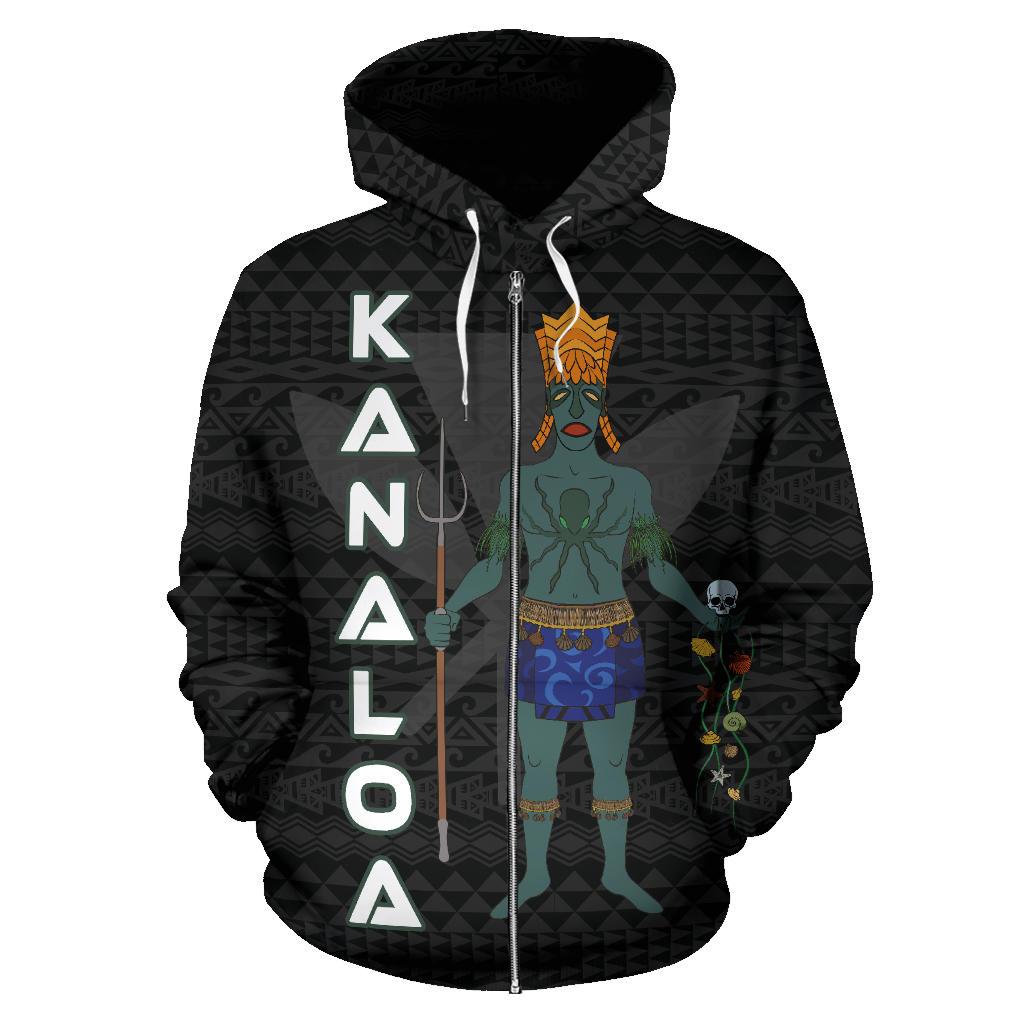 Polynesian Hawaii Zip up Hoodie Kanaloa Hawaiian God of the Myths and Legends - Polynesian Pride