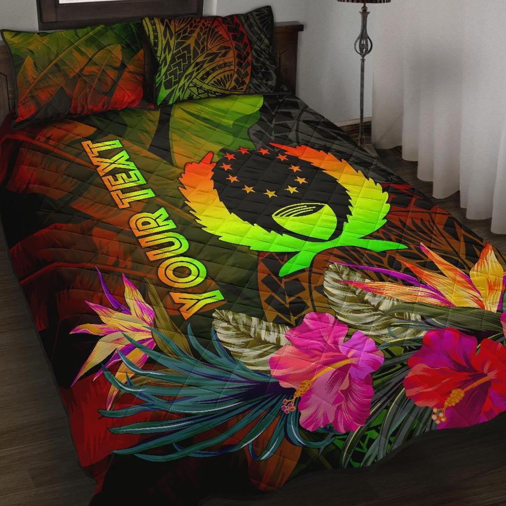 Pohnpei Polynesian Personalised Quilt Bed Set - Hibiscus and Banana Leaves Art - Polynesian Pride