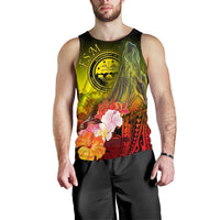 Federated States of Micronesia Men's Tank Top - Humpback Whale with Tropical Flowers (Yellow) - Polynesian Pride