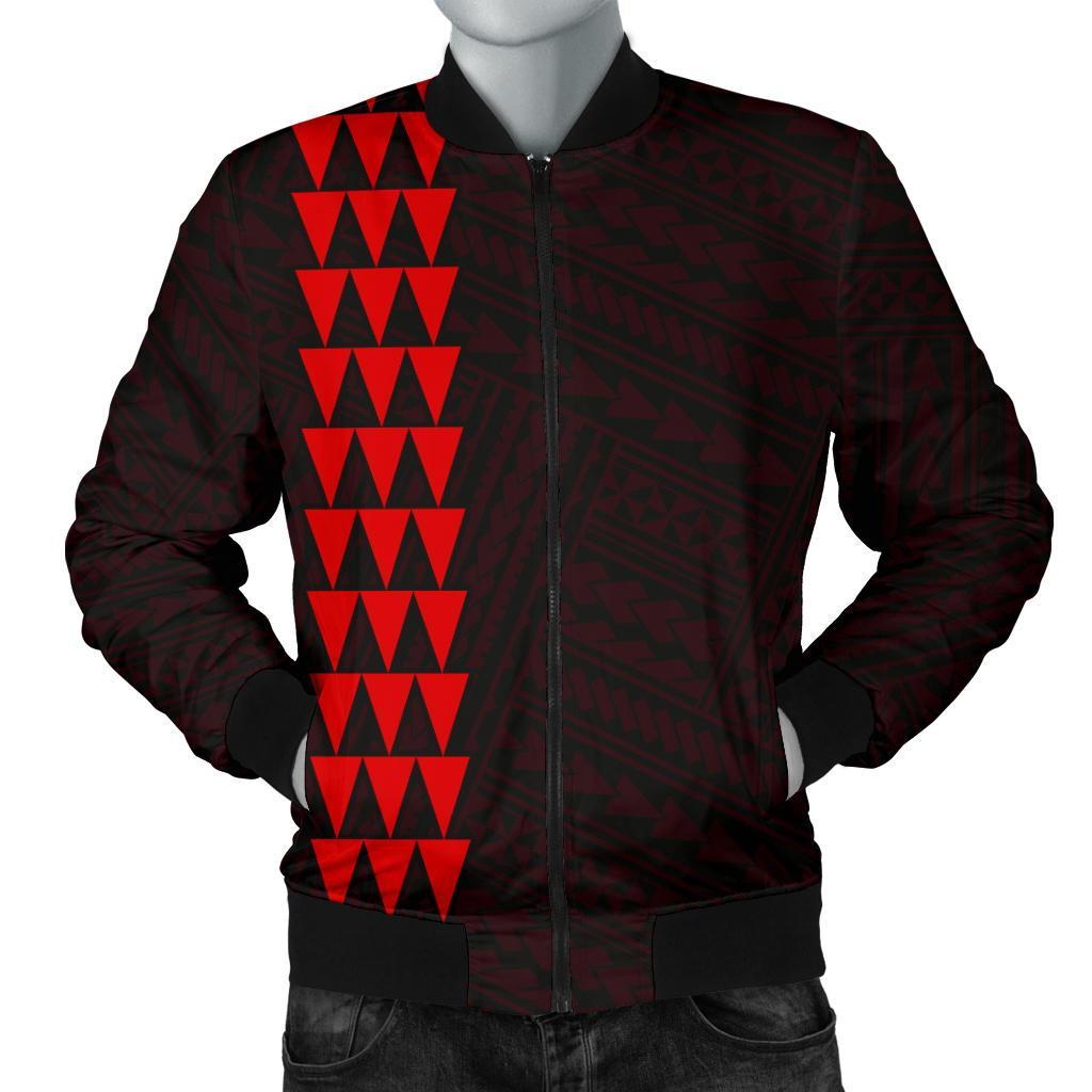 Hawaii Kakau Polynesian Hammerhead Shark Men's Bomber Jacket - Red Red - Polynesian Pride