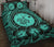 Hawaiian Map Honu Hibiscus Turquoise Polynesian Quilt Bed Set - Polynesian Pride